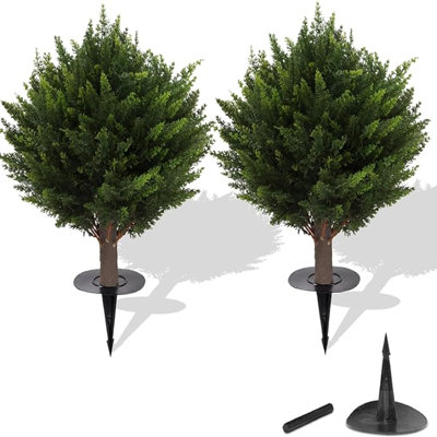Ensemble de deux topiaires de cyprès artificiels - respirez la vie et la luxure dans n'importe quel espace - réaliste - résistant aux rayons UV Idéal pour l'intérieur et l'extérieur - facile à installer - résistant à la décoloration
