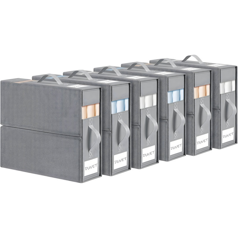 Ensemble de 6 organisateurs de draps, organisateur de garde-robe en lin avec poignée de fenêtre pour le rangement de la literie