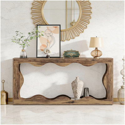 Console de vestibule industrielle moderne avec niveaux spacieux et fabrication en bois durable pour un décor de maison de campagne élégant