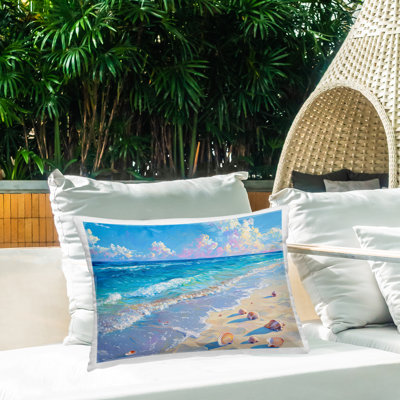 Coussin extérieur Seashell Speckled Coast, imprimé par LSR Design Studio
