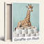 Ensemble de 1 tableau mural sur toile tendue représentant une girafe sur rouleau-1636358224