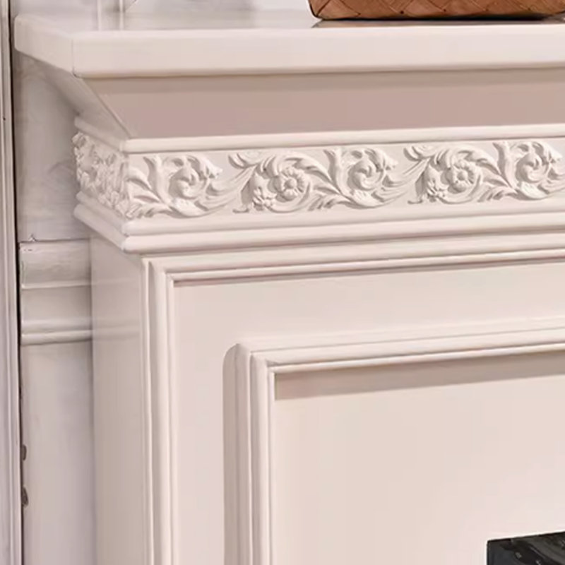 Foyer électrique en bois massif beige, Beige