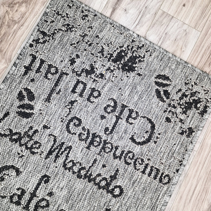 Non Slip Coffee Rug Flat Weave Kitchen Living Room Carpet, Rectangle 60 x 230 cm, Grey