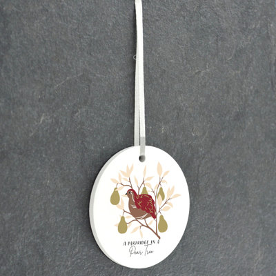 Sanson Partridge In A Pear Tree Circle Shaped Ceramic Ornament