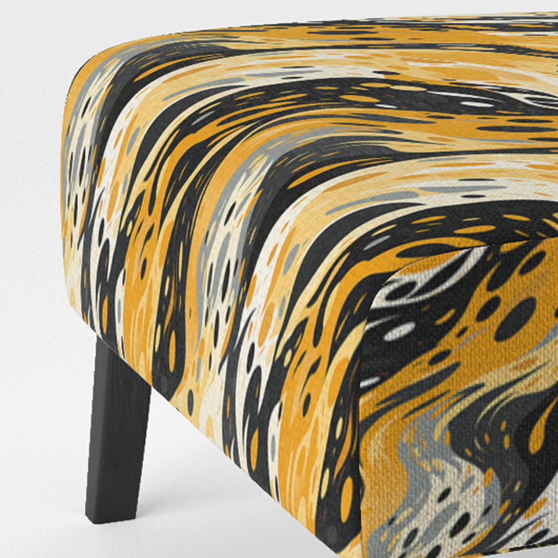 Yellow And Black Painterly Cheetah Print - Upholstered Glam Slipper Chair, Animal Print Accent Chair