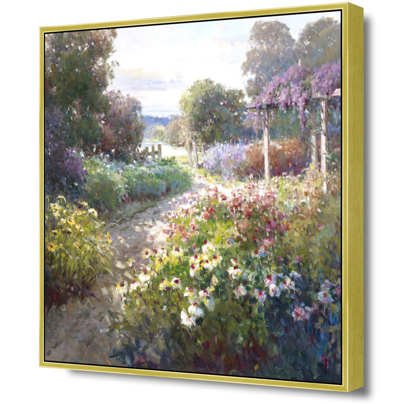Path Through The Wisteria Garden Print, 47" H x 47" W, Gold