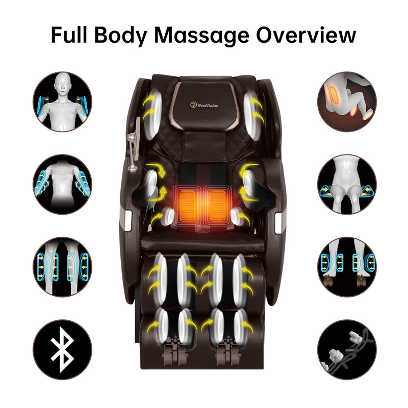 Newest Full Body Zero Gravity Massage Chair with Dual-Core S Track, LCD Remote and APP Control, Brown Faux Leather