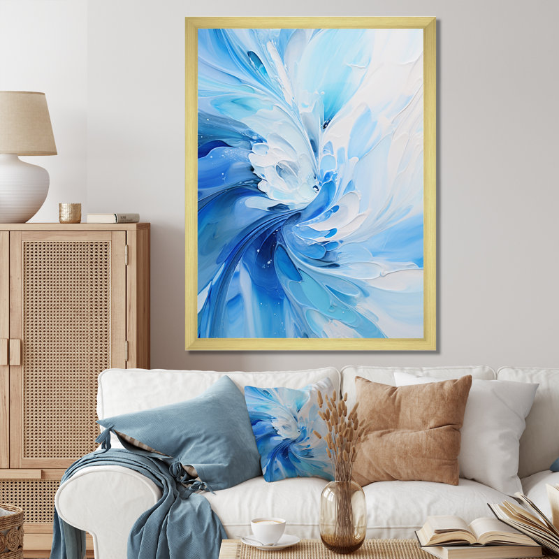 Impression sur toile spirales abstraites_106182, Impression dorée sur toile encadrée, H 32 po x l 16 po x P 1 po