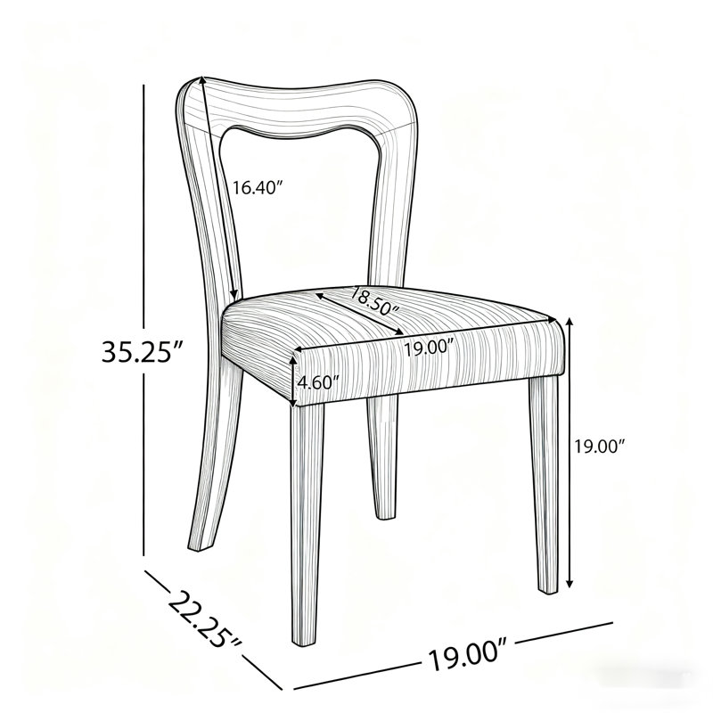  Ensemble de 2 chaises de salle à manger sans accoudoirs, Beige, Marron foncé
