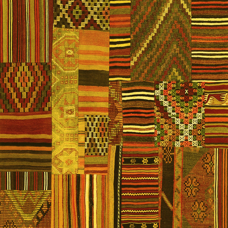Iardella Performance Patchwork Indoor Rug, Square 5'