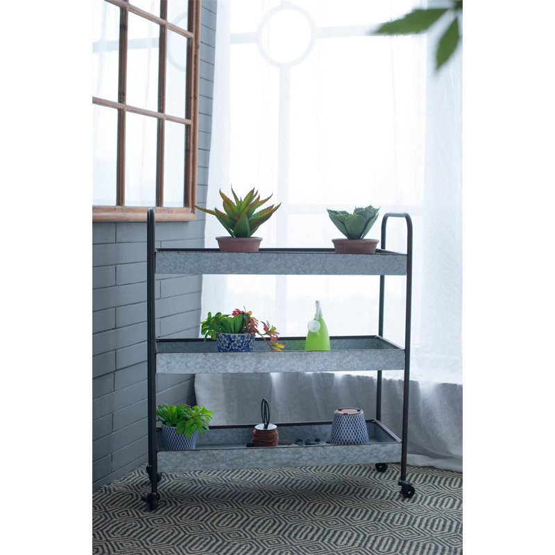 35X12.5X40" Homestead Galvanized Shelf Display 3-Tier