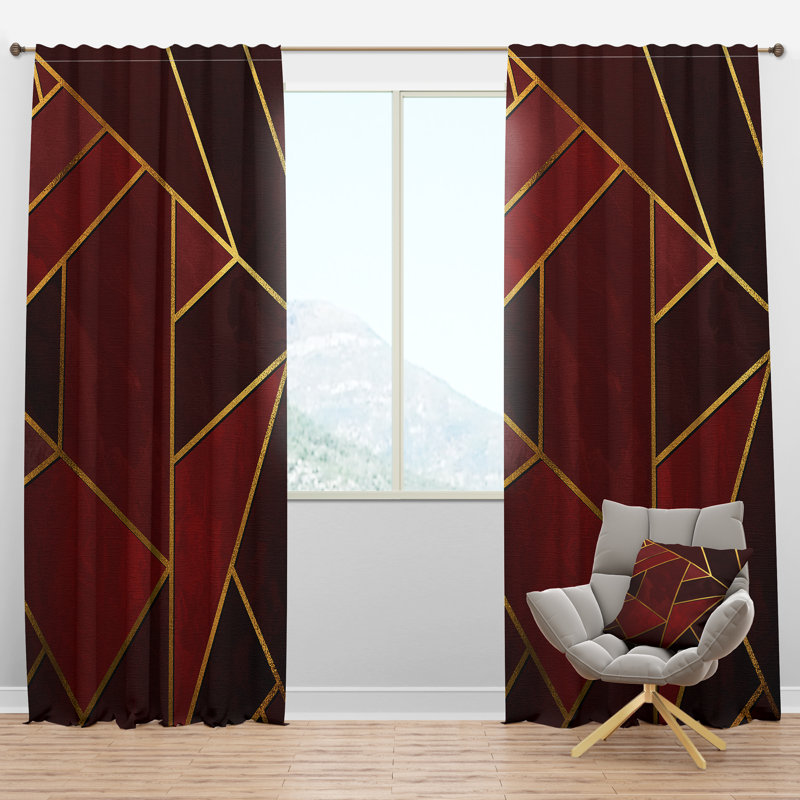 Triangulaires sur les abat-jours - Rideau en velours moderne - obscurcissant - 1 panneau, l 52 po x L 63 po, Brun