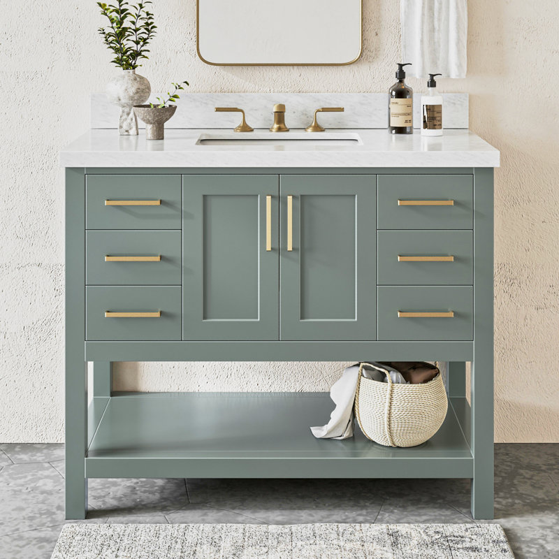 Ensemble de meuble-lavabo simple 43 po Moille, Vert rétro