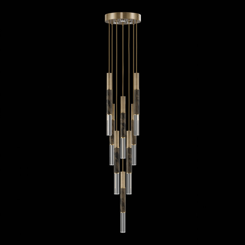 Antonia 11 - Light LED Cluster Pendant, Standard Gold Leaf/Brass