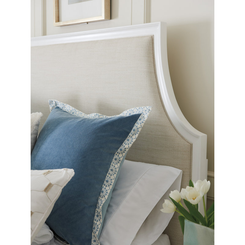 King White Upholstered Headboard with Trim