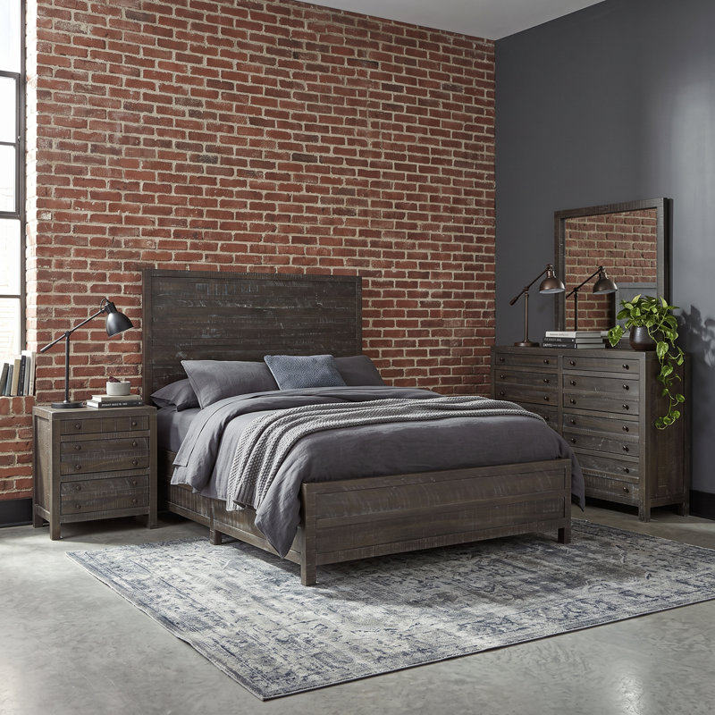 Ensemble de chambre avec très grand lit 4 pièces Henegar Randal, 4 Pcs: Bed, Nightstand, Dresser, Mirror, King