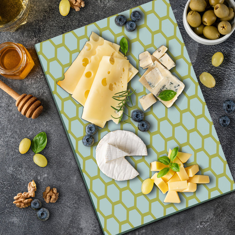 Planche à découper Ambesonne jaune et blanc peigne hexagonal grande taille jaune blanc