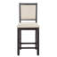 2 chaises à hauteur de comptoir à finition noire, 2 chaises en bois texturé avec revêtement en tissu beige