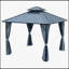 Pavillon de jardin à toit rigide 12 'X 12' avec double toit en acier galvanisé, structure en aluminium robuste, rideaux et filet