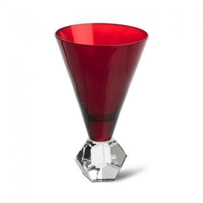 Crystal Base On Dark Red Wine Glass