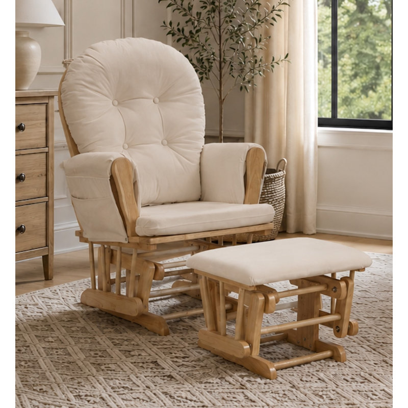 Cleo Wooden Glider and Ottoman