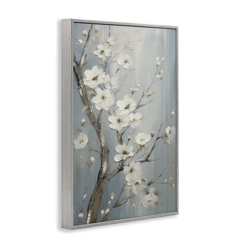 «White Cherry Blossoms», art de la giclée encadrée par Sasha, H 18 po x l 12 po, Estampe numérique Farmhouse