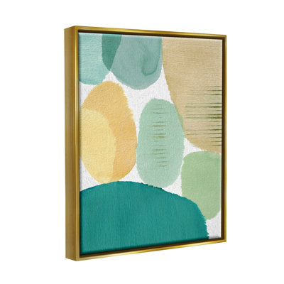 Wrought Studio™ Green & Yellow Circles Framed Floater Canvas Wall Art Design By Flora Kouta