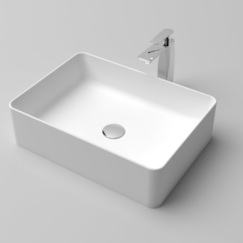 Lavabo vasque à surface solide 20 po x 14 po blanc mat - Matériau et finition faciles à nettoyer