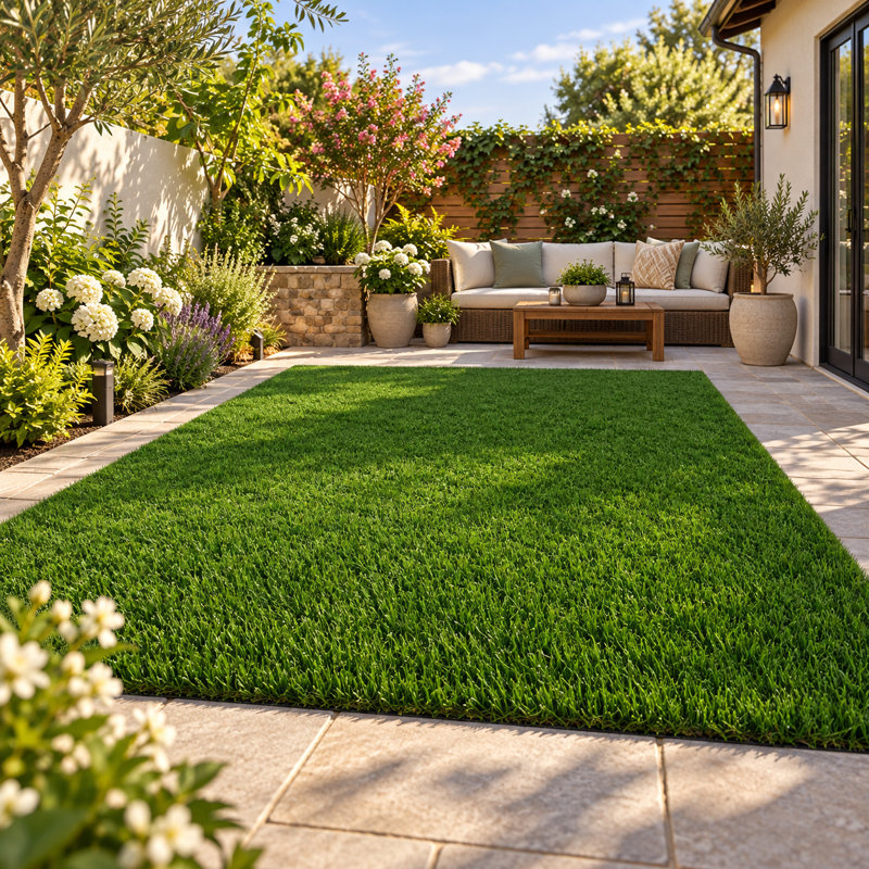 Gazon artificiel, tapis d'extérieur avec drainage