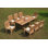 6 Seats 7 Pcs Grade-A Teak Wood Dining Set: Warwick Console Folding Rectangle Table And 6 Wave Stacking Arm Chairs #01Wv37