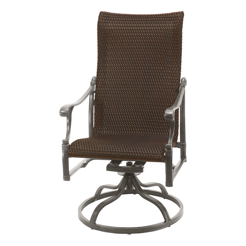 Michigan Woven High Back Swivel Rocking Dining Chair, Vintage, Chestnut