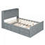 Lit double en bois massif et manufacturé pleine grandeur avec tête de lit à rangement avec prises, lit extensible avec lit gigogne simple avec trois tiroirs de rangement, gris-2322366-2322364