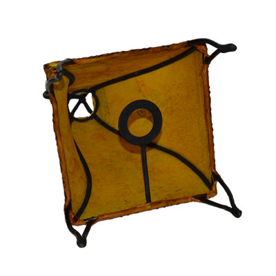 Handmade Leather Moroccan Table Lamp Yellow Arias