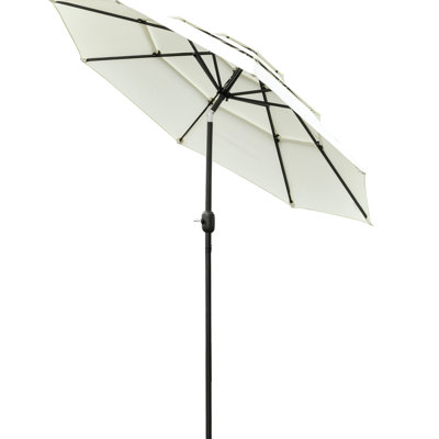 9Ft Outdoor Umbrella - Beige. 3 , Functional Shade Option. Crank & Push Button Tilt. Cover, Ventilated For Long-Term Use On Deck, Backyard, Lawn Patio Umbrella, Beige Market With Crank, Tilt Function