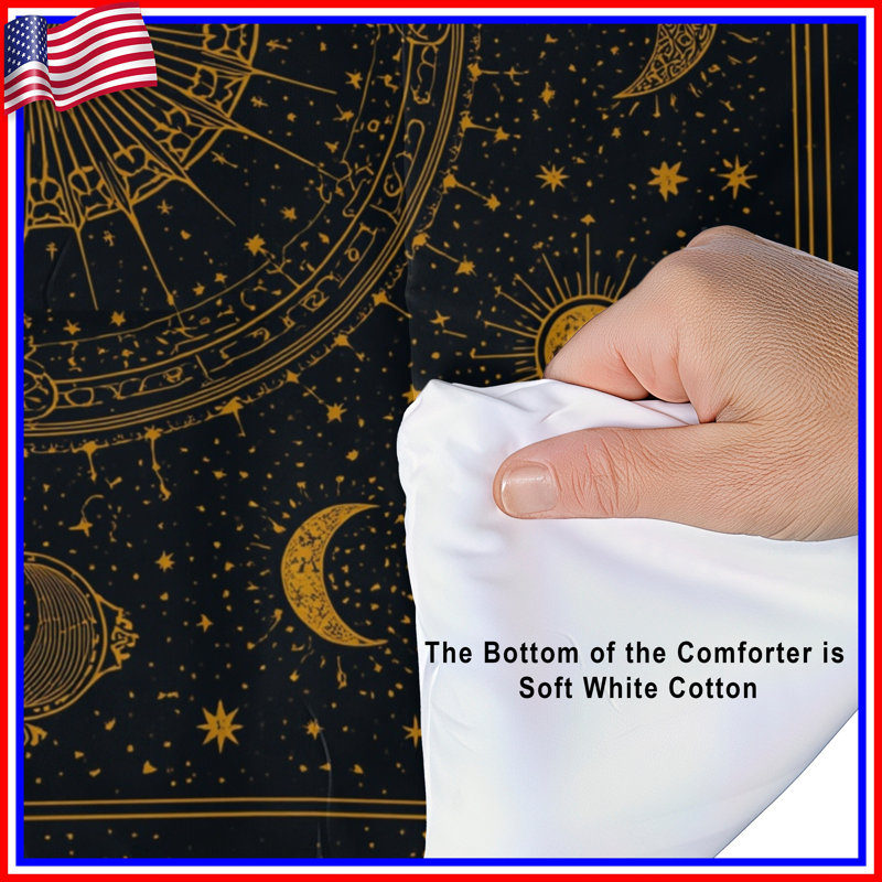 Celestial Sun Moon Illustration Comforter, Twin