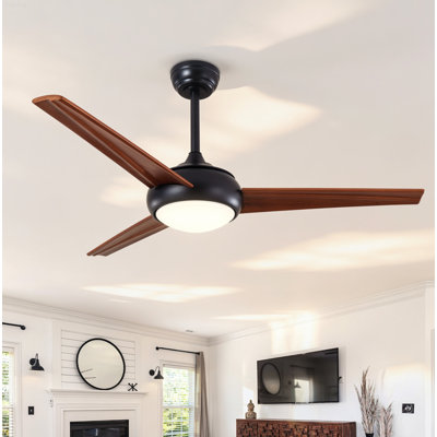 Ventilateur de plafond 52 pouces réversible 52 pouces avec lumière, noir mat