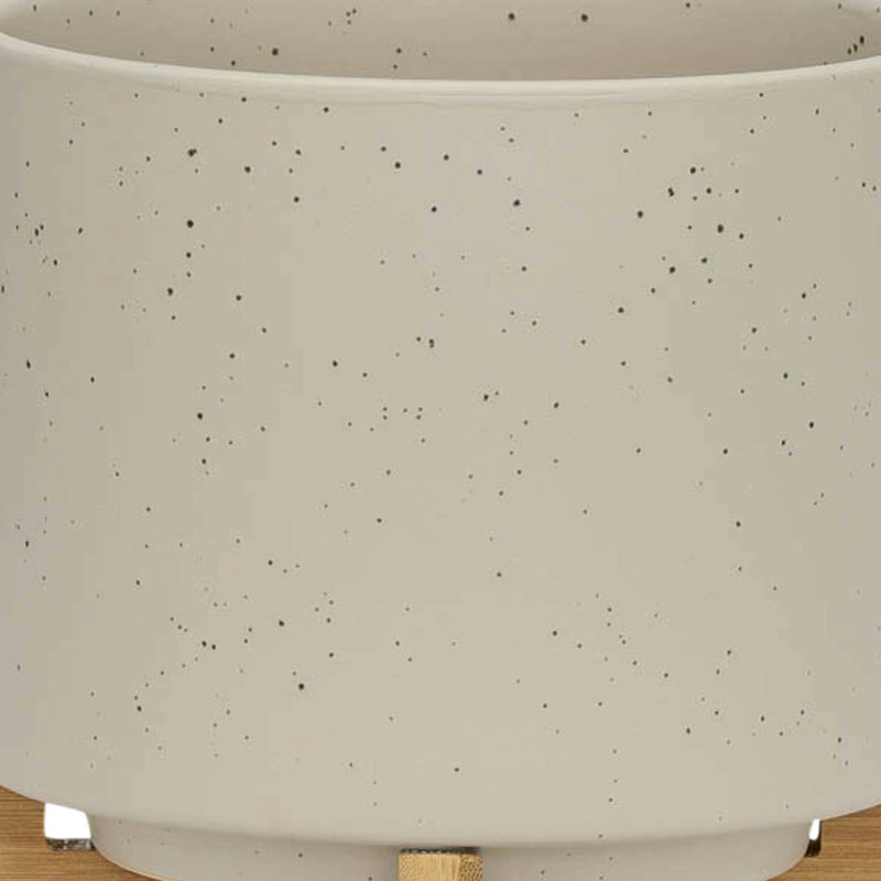 Pot à fleur moderne en céramique avec support en bois