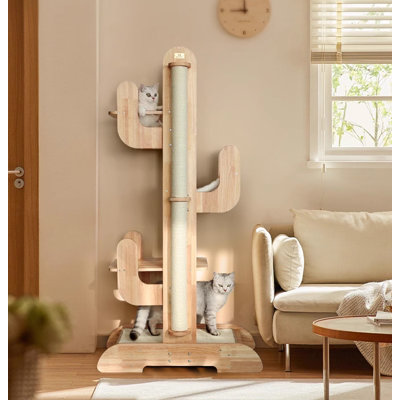 55" Natural Colour Standard Solid Wood Cat Tree