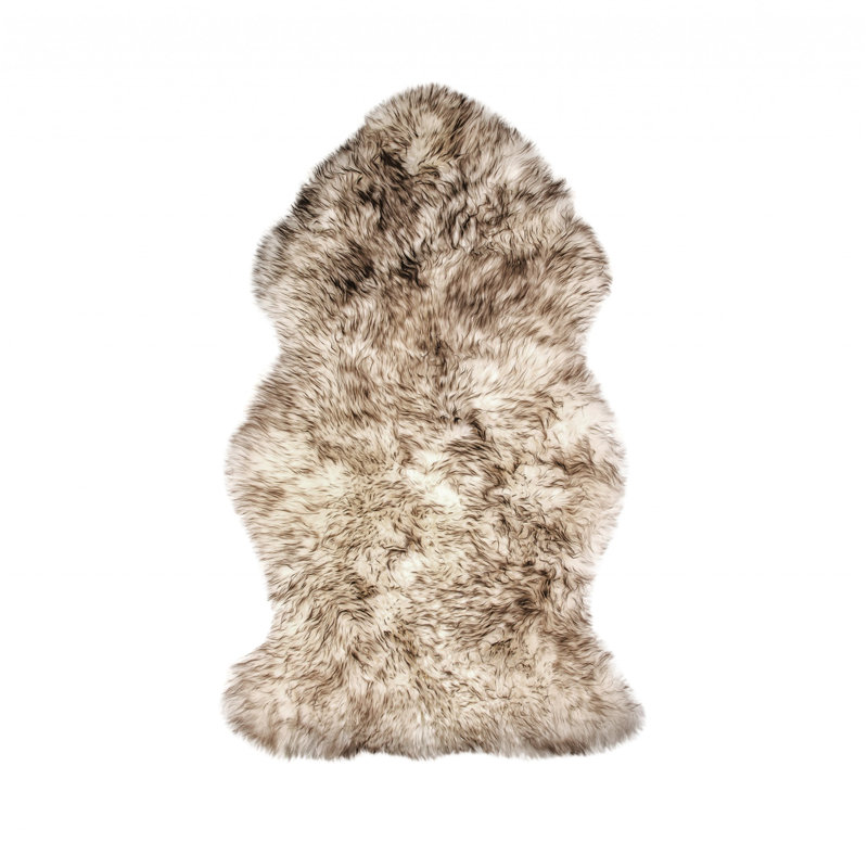 2' X 3' Brown And White Genuine Sheepskin Ombre Area Rug