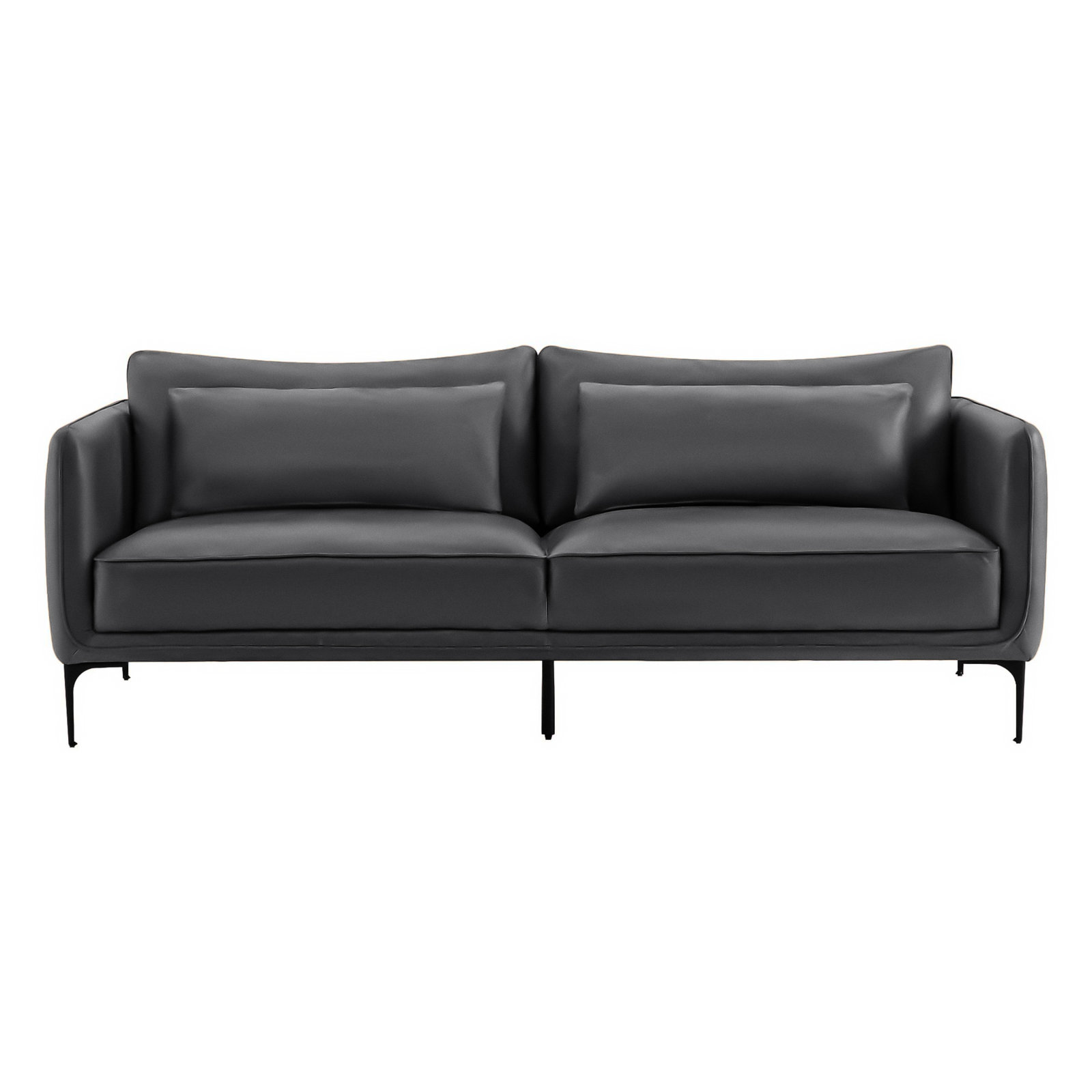 Rae Genuine Leather Upholstered Sofa, Florida Black Top Grain Genuine Leather