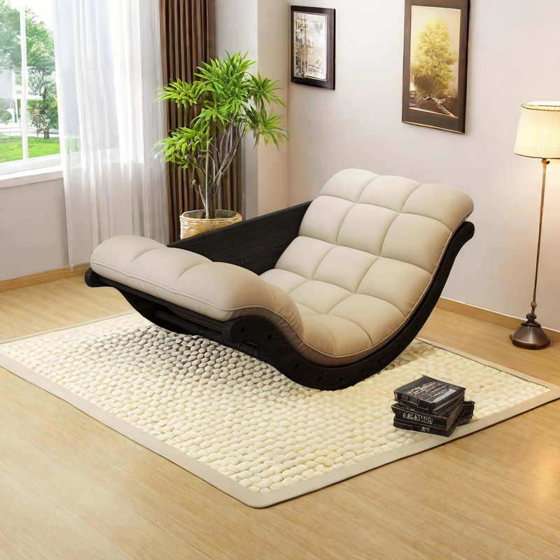 Chaise berçante en bois massif Ingred, Noir