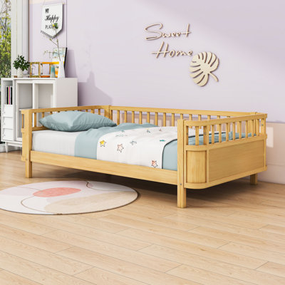 Wooden Platform Bed with Low Design and Slats