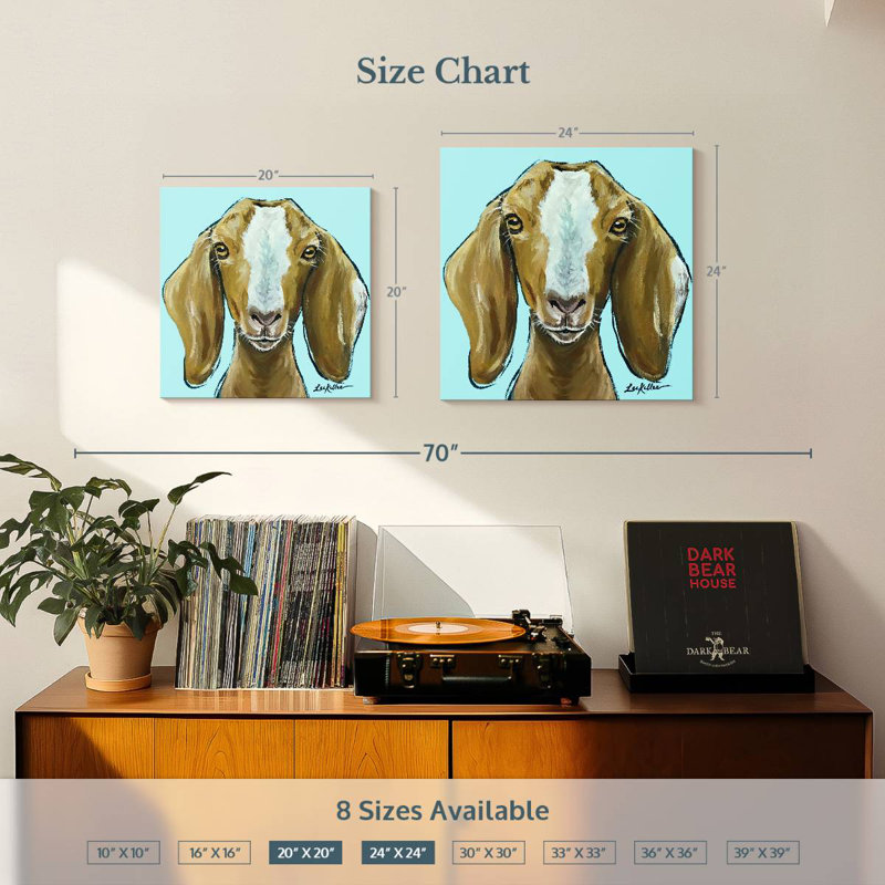 Goat Square Blue, 24" H x 24" W