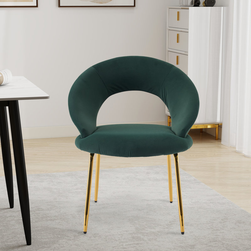 Chaise de salle à manger rembourrée, Vert Teddy