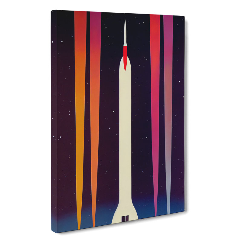 Artsy Spaceship Rocket - Wrapped Canvas Print, 50cm H x 35cm W x 3cm D, Wrapped Canvas