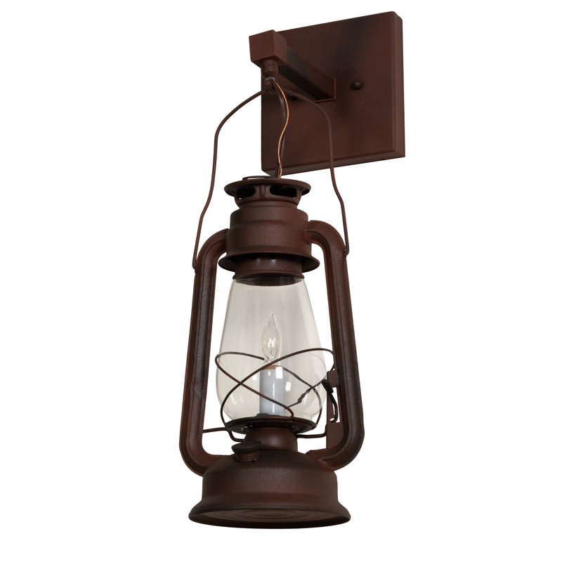Applique murale à une lumière Longshore Tides A5951F3717A447DE9074B1B2AC24574D de la collection Miner`S Lantern, Rouille