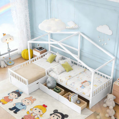 Lit plateforme simple avec trois tiroirs de rangement
