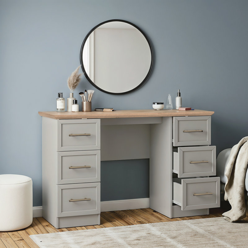 6 Drawer Dressing Table, Light Grey