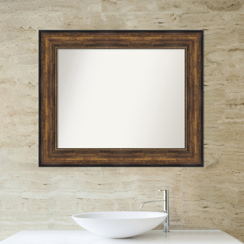 Ballroom Bronze Bathroom Vanity Non-Beveled Wall Mirror, 29.5" x 35.5"