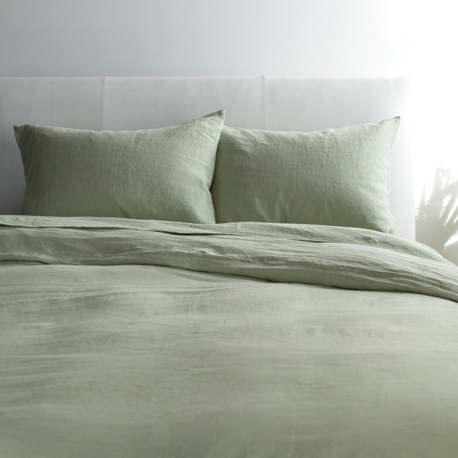 French Linen Duvet Cover Set, Matcha, Twin Duvet Cover